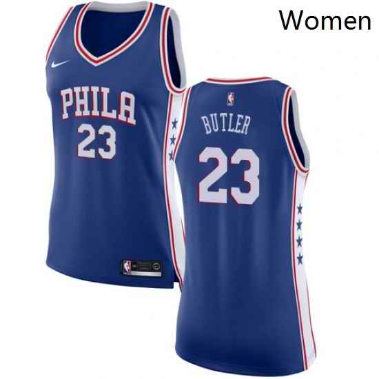 Womens Nike Philadelphia 76ers 23 Jimmy Butler Swingman Blue NBA Jersey Icon Edition